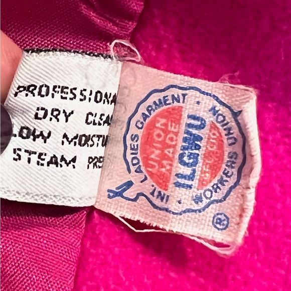 SOLD Vintage Coat Rothschild wool peacoat fuchsia Pink Black 6 - Picture 8 of 12